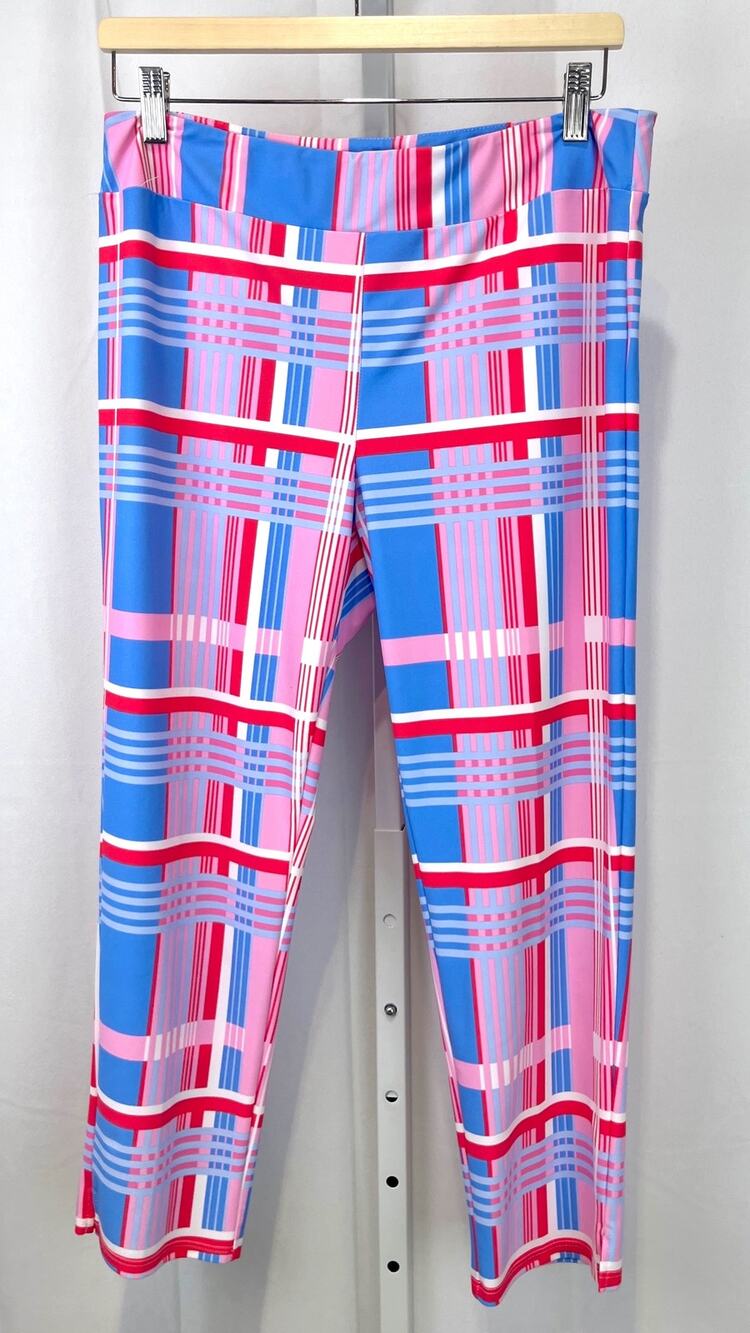 JUDE CONNALLY Lucia Slim Ankle Crop Pants 201084 Plaid Multicolor Size M